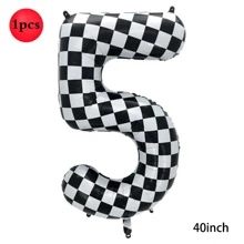Bóng bay kỹ thuật số ca rô 40 inch lớn màu đen và trắng số 0-9 dùng để trang trí tiệc sinh nhật xe đua, Giáng sinh - bàn cờ đen trắng - Xem 18