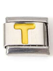 1 件時尚不鏽鋼字母組合男女通用可拆卸 Diy 模組手鍊/手鐲/腕帶 - 銀色 - 查看 12