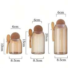 1 pezzo/3 pezzi/4 pezzi Set elegante di barattoli ermetici per cucina con coperchio in sughero naturale - Solo lavaggio a mano, barattoli di vetro per conservazione di caffè, tè, spezie - Riutilizzabili, contenitori di vetro rotondi ideali per uso familiare