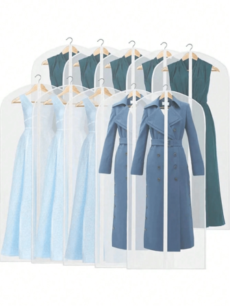 1piece5 Pieces Translucent Zipper Dust Cover, Clothes Hanger Dust Cover, Household Washable, Coat And Suit Storage Bag, Clothes Dust Cover, Clothes Storage In Different Seasons School Organizer Bags Teacher Storage Bags Drawer Wardrobe Organizer Foldable 6/7/11 Grids Clothes For Home Bedroom/Back To School/Dorm/For Underwear/Packing Essentials/Cover For Clothes Storage Clothes Organizer Closet Organizer For Closet Storage Hanging Clothes Dresses Shirts Coats For Closet Storage