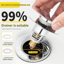 Cross-Border Hot Selling Small Caliber American Standard Wash Basin Sink Drain Plug Copper Pop-Up Core Deodorant Press-Type Universal Sewer - Silver - View 5