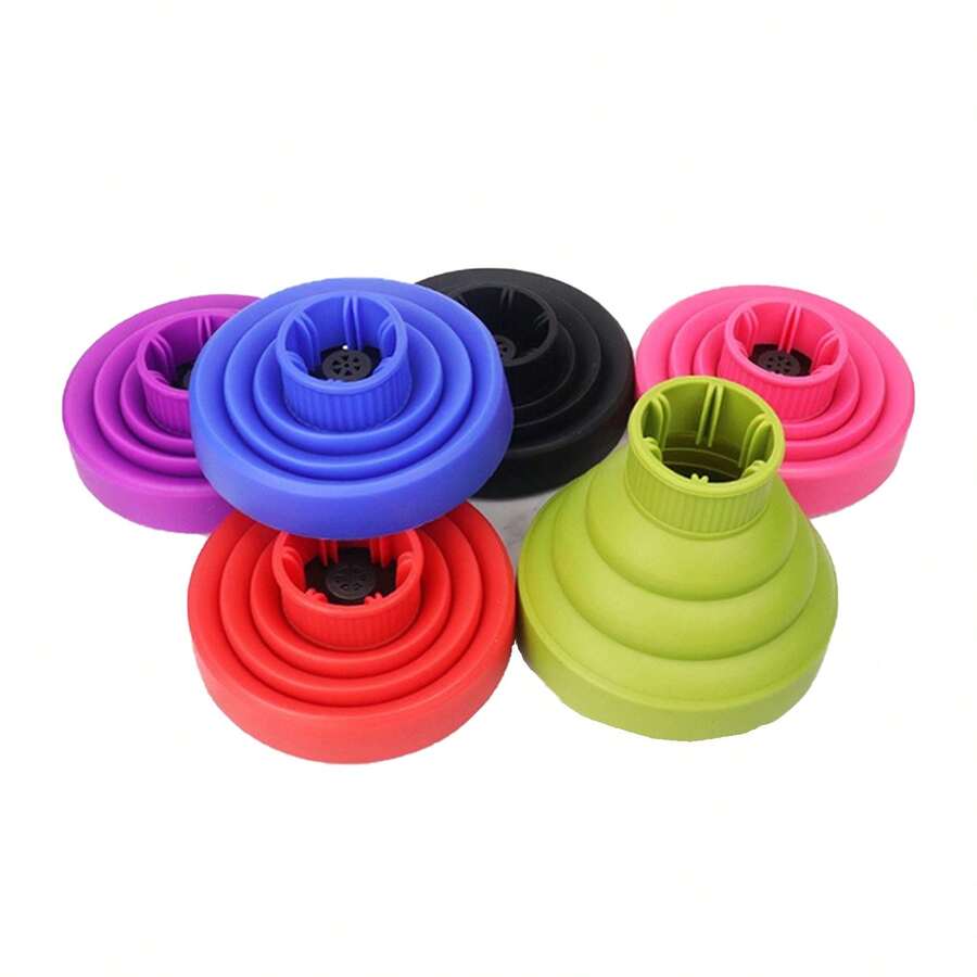 1入組沙龍工具黑色粉色通用矽膠風筒擴散器帽，可調溫度抗散熱風吹乾頭髮風筒