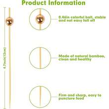 200/100/50/10 piezas Palillos para dientes de oro rosa, pinchos de frutas, pinchos para sandwich/fruta de 4.7 pulgadas, pinchos de madera para fiesta, boda, cumpleaños, club, fruta, magdalena, hamburguesa, barbacoa, decoración de aperitivos