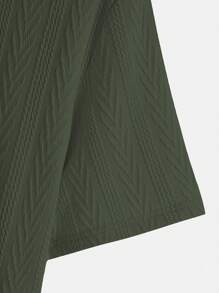 男士個性化時尚彈性針織Polo衫 - 軍綠色 - 查看 4