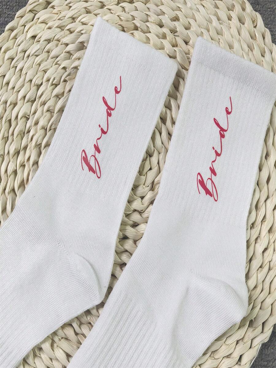 1 Pair Wedding Decoration Bride White Socks  Gift Wedding Photo Props Bachelorette Party Bridal Shower - White - View 1