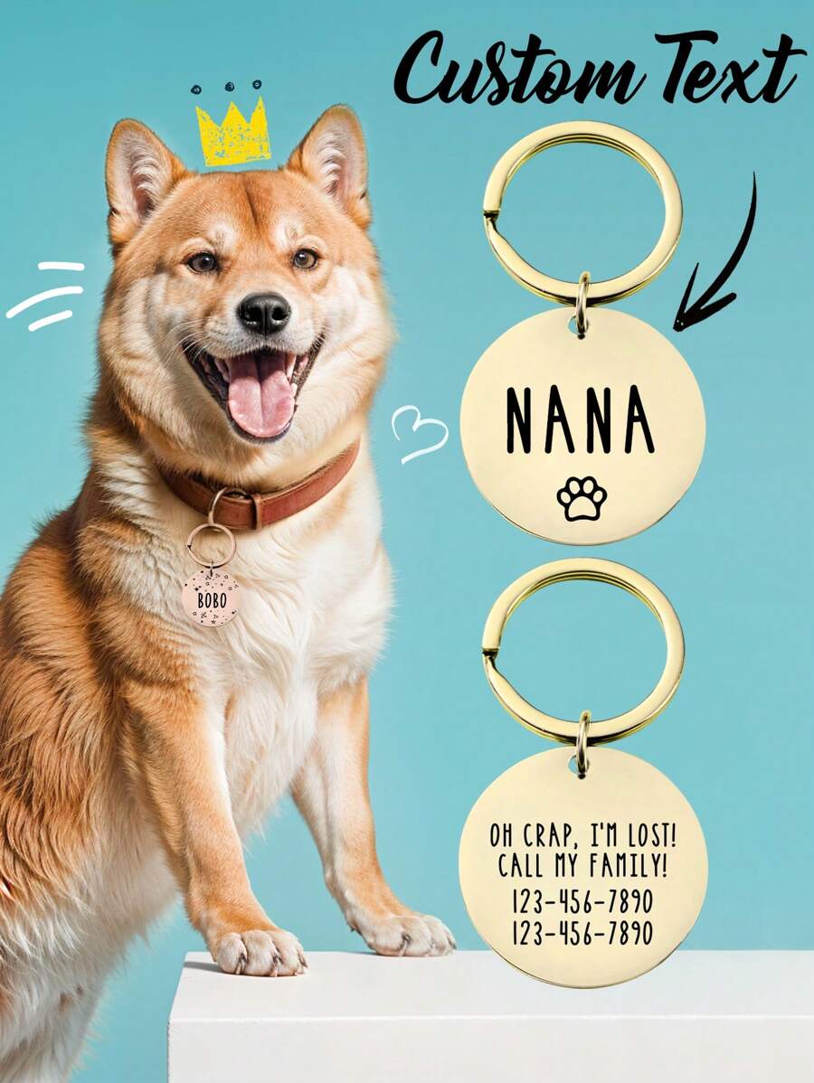 1枚定製狗狗身份標籤，個性化狗狗名牌，定制刻字狗牌，個性化貓咪身份標籤，定製寵物名牌，可定製針對寵物名稱和內容的個性化狗牌，適合當母親節禮物，父親節禮物，結婚週年紀念日禮物，寵物禮物，狗狗生日禮物，狗奴禮物，適合母親/父親/女友/她的禮物 - 金色 - 查看 1