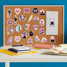 50 peças Adesivos Estéticos em Vinil da Série Rosa para Scrapbooking, Diário, Notebook, Bumper, Skateboard, Garrafa de Água, Computador, Telefone, Desenhos Animados, Chapéu de Proteção, Adesivos para Carros