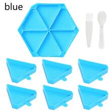 6rutor Hexagon Diamond målning Bricka Utrustning , Stor Borra Tallrik , 6X Små Borra Tallrik + Borste + Sked - Multifärgad - Visa 16