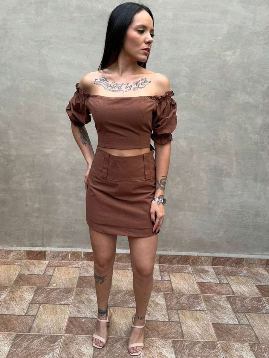 Women Two-Piece Outfits - Rỉ Nâu - Xem 1