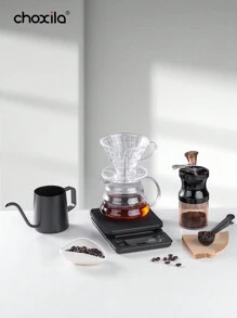 choxila 4/6/8/10件1-2杯滴滤咖啡套装、手冲咖啡壶套装、便携式旅行咖啡工具、咖啡水壶、带透明滴滤的玻璃咖啡壶、40张咖啡滤纸、手磨咖啡机、陶瓷咖啡豆托盘、咖啡秤、咖啡勺 回到学校 - 掛耳咖啡套裝 - 查看 3