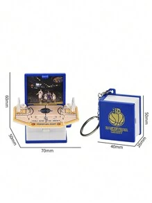 1pc Creative Sports-Style 3D Foldable Book Keychain, Football/Basketball Foldable Book Keychain, Gifts For Football & Basketball Fans (Random Sticker Design And Court Color) - Multicolor - View 7