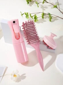 3pcs Hair Styling Set With Spray Bottle 200ml,Scalp Massager,Scalp Brush, Scalp Massage ,Curly Defining Brush,Define Styling Brush For Curly Hair,Reduce Hair Pulling And Curl Separation,Shaping And Defining Curls,Hair Styling Tools For Women,Curl Defining Brush, 2024 Newest Curl Define Styling Brush For Curly Hair, , Vented Hair Brush, Shaping And Defining Curls For Women Scalp Scrubber With Ultra-Soft Bristles, Integrated Design Scalp Exfoliator For Deep Cleanse, Dandruff Removal And Hair Growth Hair Brush - Pink - View 1
