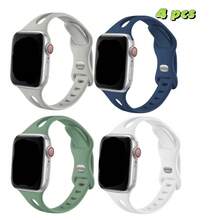 4 条兼容 Apple Watch 硅胶表带，兼容 Apple Watch 表带 38 毫米 40 毫米 41 毫米 42 毫米 44 毫米 45 毫米，柔软防水，男女通用，兼容 Apple Watch Series Ultra 8 7 6 5 4 3 2 1 Se - 42mm/44mm/45mm/49mm - 查看 9