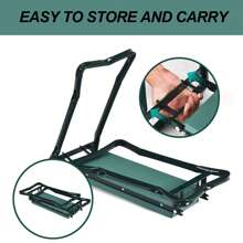 帶有加厚和加寬軟墊的花園跪墊和坐墊，重型可摺疊花園工具擺架，附帶工具袋，適合園藝愛好者男女的禮物 - 軍綠色 - 查看 5