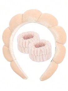1pc Headband/Wristband Set, High Elasticity & French-Style High Headband, Gentle Cloud & Chic Style Design For Outdoor, Washing Face Or Bathroom Use Home Bathroom Decor Summer Back To School