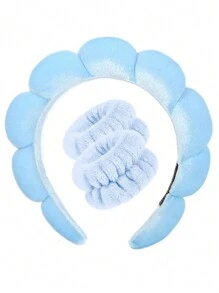 1pc Headband/Wristband Set, High Elasticity & French-Style High Headband, Gentle Cloud & Chic Style Design For Outdoor, Washing Face Or Bathroom Use Home Bathroom Decor Summer Back To School