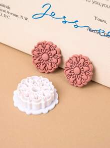 1pc Vintage Flower Soft Pottery Earring Pendant Cutter Jewelry Clay Pendant Decorative DIY Crafts Supplies - Flower - View 4