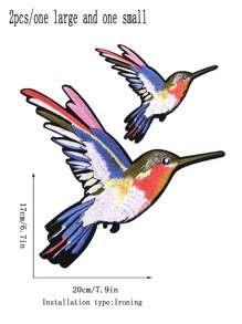 4 piezas parches de tela de bordado de pájaros, parches de hierro con diseños de animales de dibujos animados, emblemas bordados de bricolaje - Multicolor - Ver 5