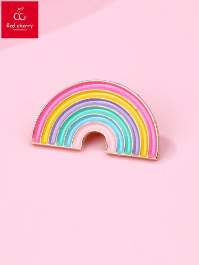 1pc Girls' Rainbow Plated Zinc Alloy Cute Enamel Pin, Suitable For Everyday Hats And Accessories