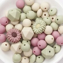 60pcs Daisy Shape Silicone Focal Beads, Silicone Loose Beads For DIY Keychain, Necklace, Bracelet, And Pen Hanging Rope - Multicolor - View 1