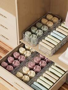 1 Hộp đựng tất loại ngăn kéo, Hộp sắp xếp đa chức năng, Hộp đựng đồ lót ngăn trong nhà, Hộp đựng đồ. - trong suốt - Xem 6