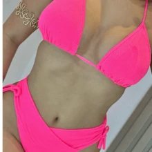 Women Bikini Sets - 玫紅色 - 查看 2