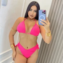Women Bikini Sets - 玫紅色 - 查看 1