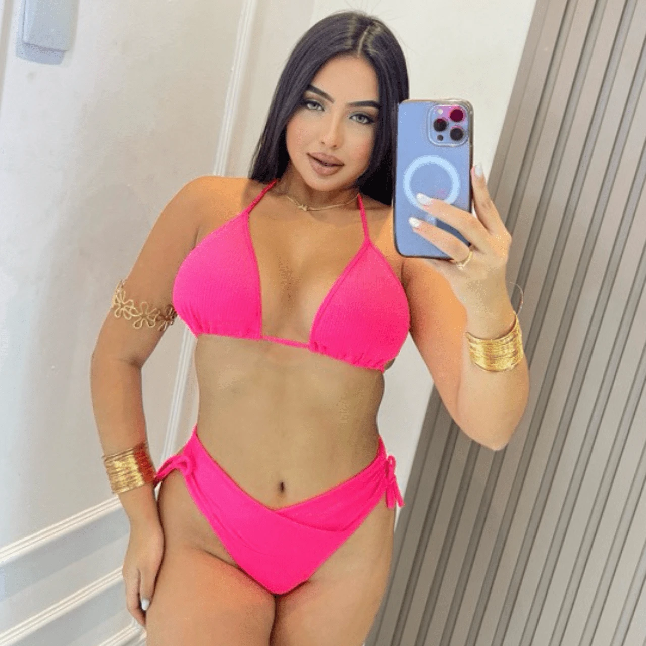 Women Bikini Sets - 玫紅色 - 查看 1