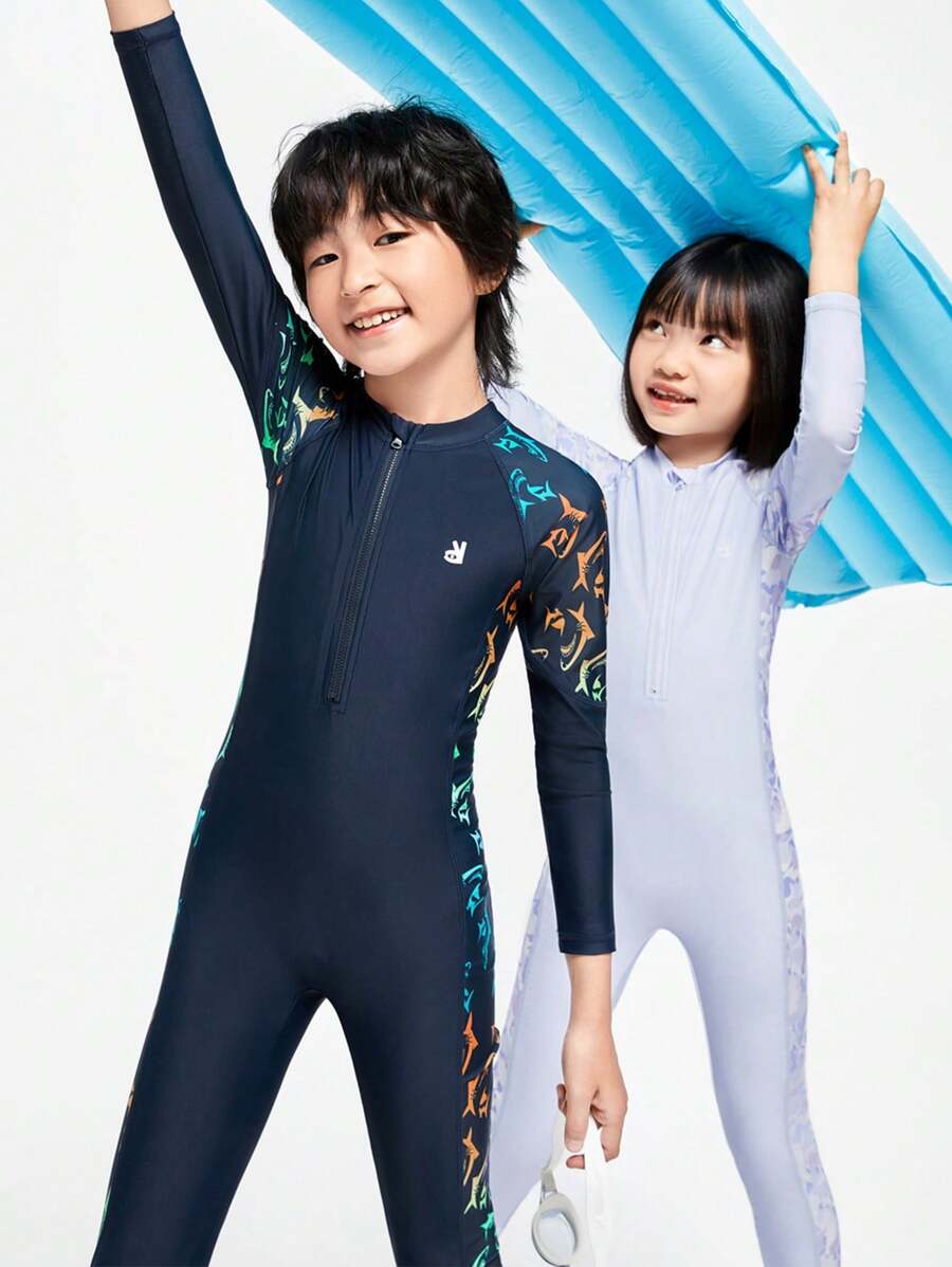Annil Boys And Girls One Piece Long Sleeved Pants Swimming Suit ...