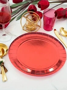 40pcs Disposable Paper Plates, 9-Inch And 7-Inch, Suitable For Wedding And Birthday Parties, Gold/Rose Gold/Silver Colored Dessert Decoration, BBQ/Cake Plate Tableware, Baking Utensils,Christmas