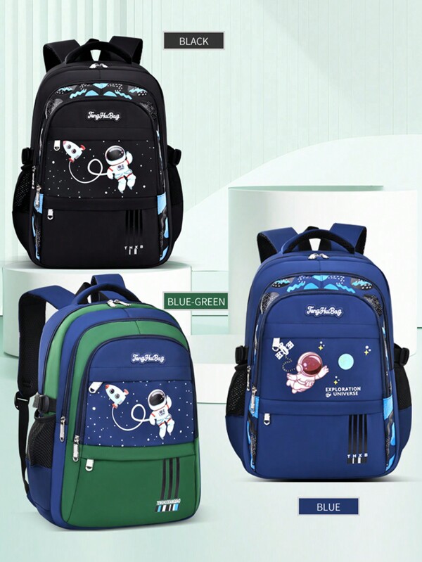 New Astronaut Backpack For Elementary School Students Grade 1-6, Waterproof Lightweight Schoolbag For 6-12 Years Old Boys & Girls, Large Capacity Cute Space Theme Backpack