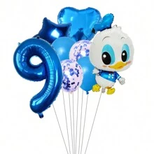 8 piezas Globos digitales de látex y aluminio decorativos de fiesta de cumpleaños con temática de Pato Donald y Daisy Duck lindos y de dibujos animados - Rosa - Ver 23