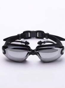 6pcs Solid Swimming Cap & Swimming Goggles With Case & Nose Clip & Earplug & Storage Bag, Beach Essentials, Beach Accessories, Pool Float - Black - View 3