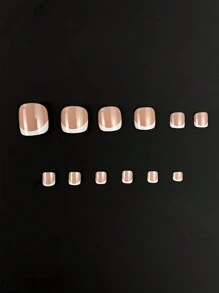 120Pcs French Toe Nail Tips, Short Square False Toenails Press On Nails Full Cover Acrylic Toenails Tips For Nail Extension Home DIY Nail Salon