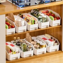 1pc Simple White Drawer-Style Storage Box Without Lid, Suitable For Storing Snacks, Beverages, Vegetables - White - View 3