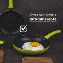 San Ignacio Set 3pz padelle (20+24+28cm) alluminio pressato verde con Set 3pz pentole in acciaio inox - Multicolore - Visualizzare 4