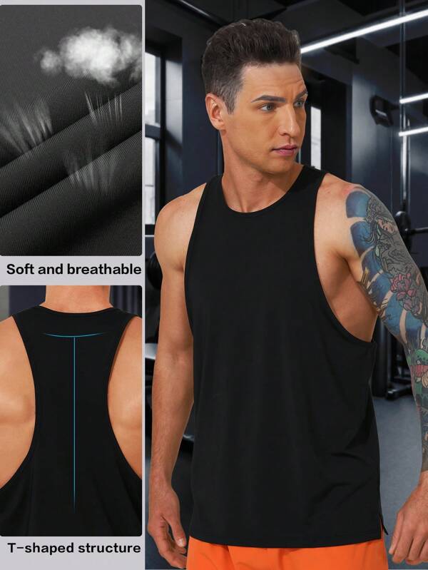 SHANYING Canotta da uomo stile boyfriend, traspirante, per workout in palestra, maglia senza maniche per corsa e allenamento