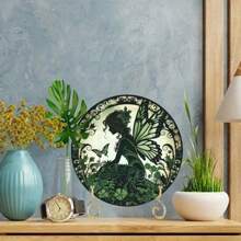 1pc 3D Visual Metal Round Floral Wreath Sign - 20.32 X 20.32 Cm 2D Flat Printing, Vintage Round Metal Plaque, Spring Goddess Theme Tin Sign - Waterproof & Weatherproof High Definition Print Wall Decor, Suitable For Home, Garage, Coffee Shop, And Restaurant Colored Window Hanging Decor, Garden Wall Art, Bathroom Wall Decor, Daycare Decor, Fashionable Room Decor, Mother's Day Or Father's Day Gift, Random Hole Position Style