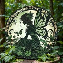 1pc 3D Visual Metal Round Floral Wreath Sign - 20.32 X 20.32 Cm 2D Flat Printing, Vintage Round Metal Plaque, Spring Goddess Theme Tin Sign - Waterproof & Weatherproof High Definition Print Wall Decor, Suitable For Home, Garage, Coffee Shop, And Restaurant Colored Window Hanging Decor, Garden Wall Art, Bathroom Wall Decor, Daycare Decor, Fashionable Room Decor, Mother's Day Or Father's Day Gift, Random Hole Position Style