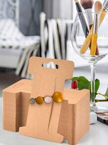 100pcs/Set Hair Clip Display Cards, DIY Kraft Paper Headband Display Cards, For Hair Clip And Headband Storage - 100PCS - View 6