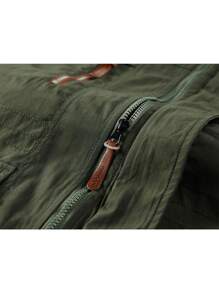 1pc Boyfriend Style Men's Letter Embroidered Multi-Pocket Casual Outdoor Sports Jacket With Detachable Hood, Windproof And Fashionable