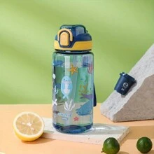 1入組600ml卡通水瓶,帶有可愛防漏蓋和彈跳蓋,塑料製,適用於戶外露營和運動 - 多色 - 查看 11