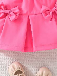 Kleine Mädchen Sommer Set mit Puffärmel Kurzarm T-Shirt und Schleife Rock