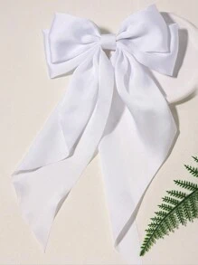 2pcs Girls' Large Size Bow Hair Clips, Elegant Retro Fashion Hair Accessories, Ideal For Daily Wear And Decoration, Cute (Light Purple And White) - Multicolor - View 3