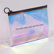 1 Pc Laser Color Thick Travel Storage Bag, Toiletry Bag, Makeup Pouch With Clear Window, Waterproof And Easy To Clean, Fashionable And Durable Makeup Bag Storage Makeup Organizer Makeup Case - Laser Color - View 3