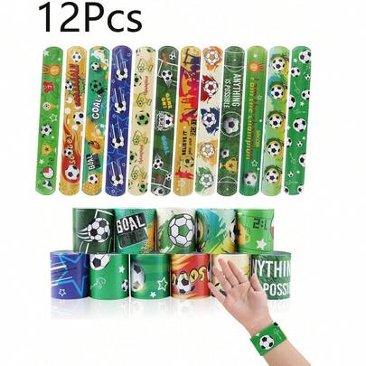 12 chiếc Bóng đá Snap Ring Vòng tay tát bóng đá Vòng đeo tay bằng nhựa PVC Vòng đeo tay bóng đá Vòng tay cho bữa tiệc bóng đá Ủng hộ túi Chất độn, dây đeo cổ tay Vòng đeo tay Quà tặng tiệc cho trẻ em Bé trai bé gái Vòng tay chụp cho trẻ em cho túi dự tiệc Vòng tay tát sinh nhật của trẻ em Quà tặng bóng đá cho bé trai Vòng tay chụp Vòng tay tát Vòng tay tát Vòng tay cho túi dự tiệc Tiệc sinh nhật của trẻ em