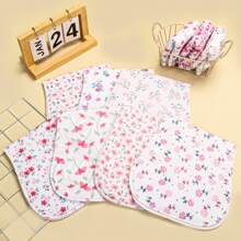 Benxoine 10-Pack Burp Cloths For Baby Boys And Girls - Organic Baby Burp Cloth,Baby Washcloths, Burp Rags, Large Neutral Burp Clothes For Newborn - 粉紅色的花 - 查看 6