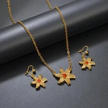 1set African Flower Pendant Necklaces Earring For Women Girls Mayotte Jewelry Wedding Birthday Party