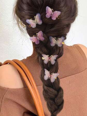6 piezas Clips para el cabello con mariposas de estilo hada, de colores brillantes y transparentes, para crear un ambiente Mori Girl, accesorios para el cabello, pasadores de cabello