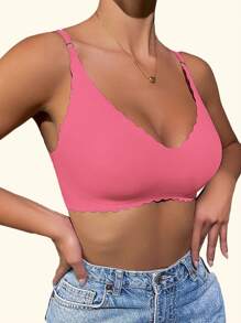 Women's Seamless Bra, Push-Up, Beautiful Back, Support, Comfortable, Breathable, Skin-Friendly, Sexy, Removable Breast Pads, No Wires, Adjustable Shoulder Straps, Sleep, Leisure, Yoga, Buckleless Bra Daily Disposable Underwear, Lingerie